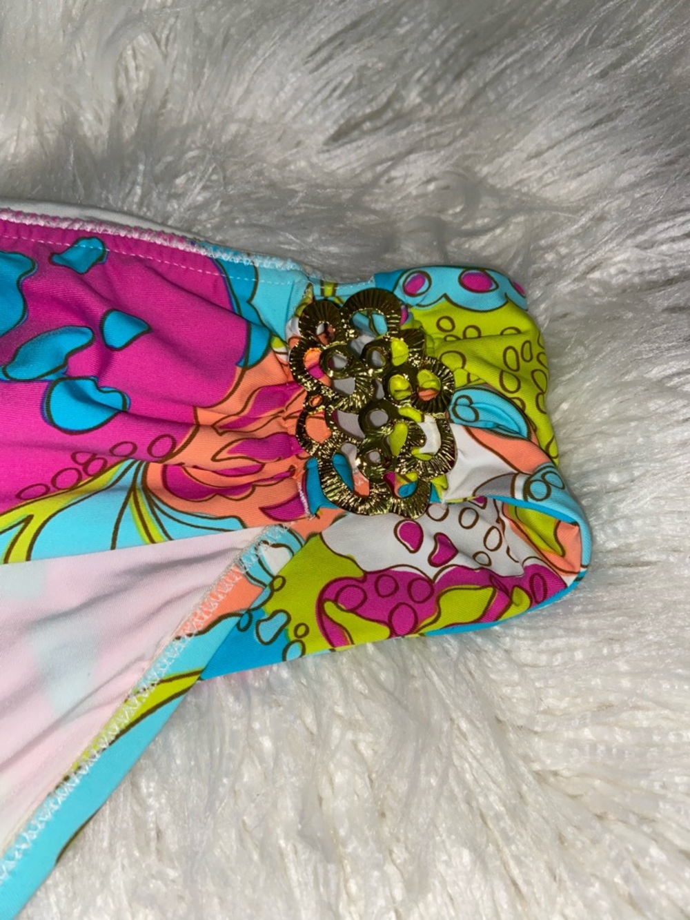 Trina Turk Multicolor Floral Halter Bikini - Turquoise, Pink, Lime, no size tag - Picture 4 of 5